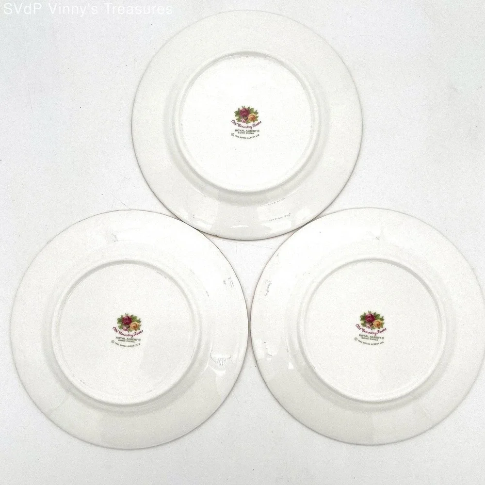 Royal Albert Old Country Roses Bread Butter Plate Set 3pc Bone China Vintage